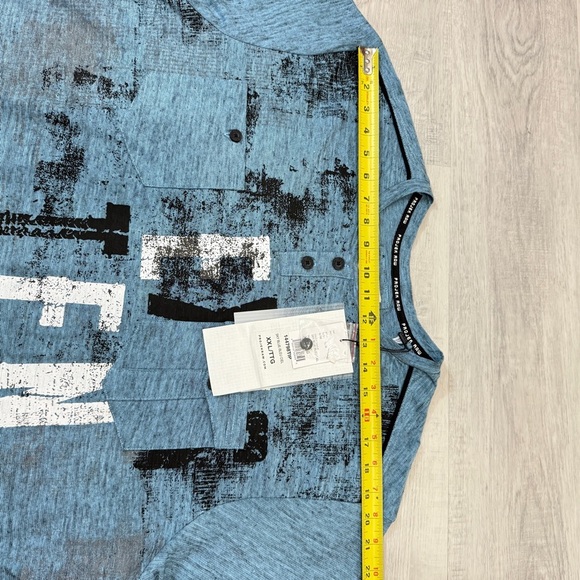 Projek Raw Cotton Graphic Print Short Sleeve Henley Shirt Size XXL Sky Blue NWT - Picture 15 of 17